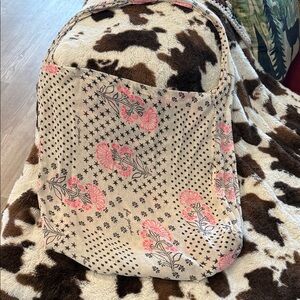 Free People Beige and Pink Floral thin bag